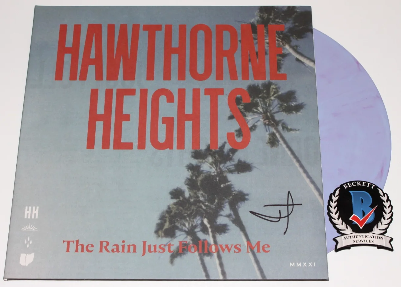 JT WOODRUFF SIGNED HAWTHORNE HEIGHTS THE RAIN FOLLOWS ALBUM VINYL BECKETT COA, изображение 2