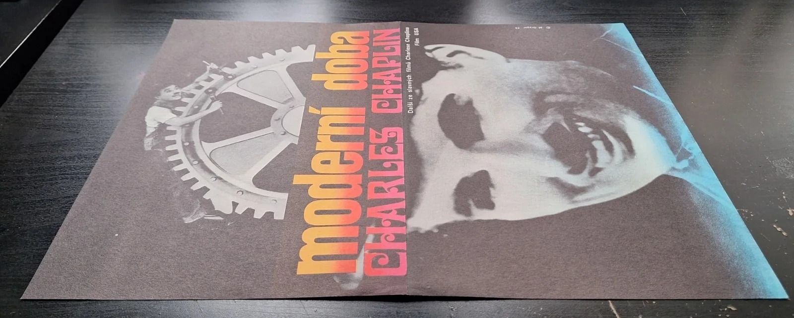 MODERN TIMES, MODERNI DOBA, CHAPLIN, ORIGINAL A3 CZECH MOVIE POSTER MILAN GRYGAR, изображение 2