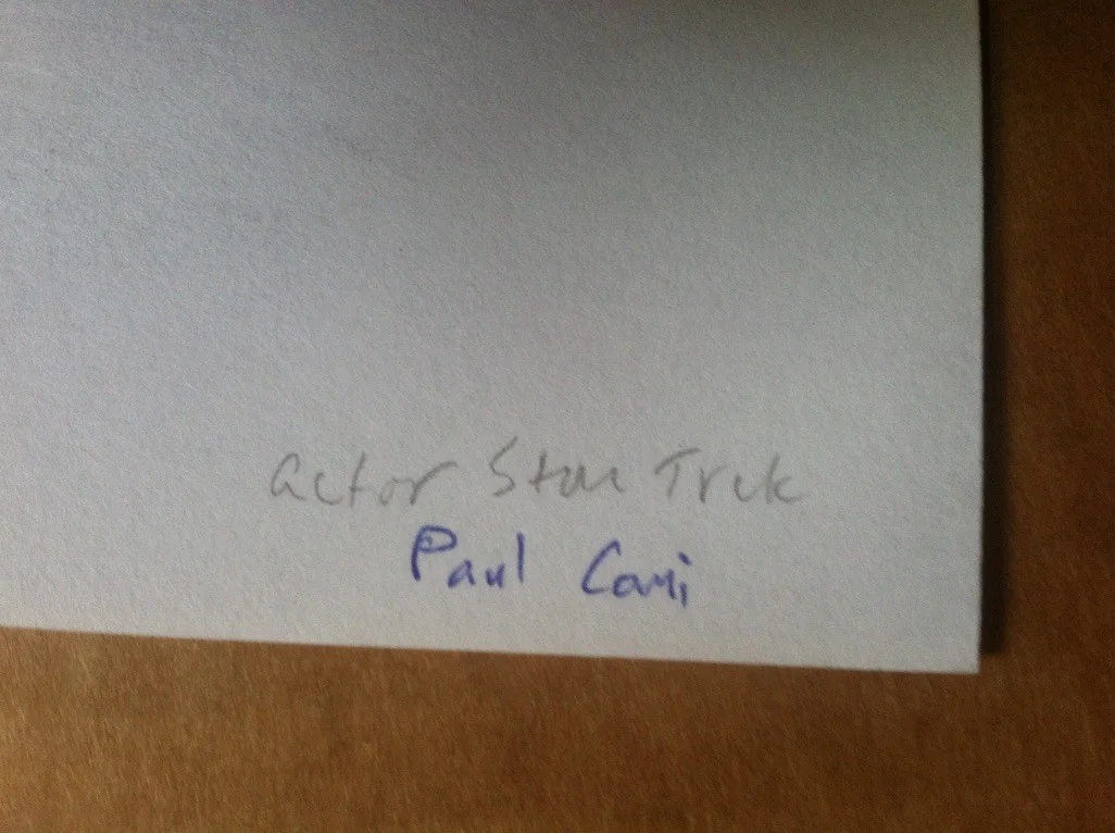 Autograph Paul Comi 3x5 index card ( Star Trek), image 2