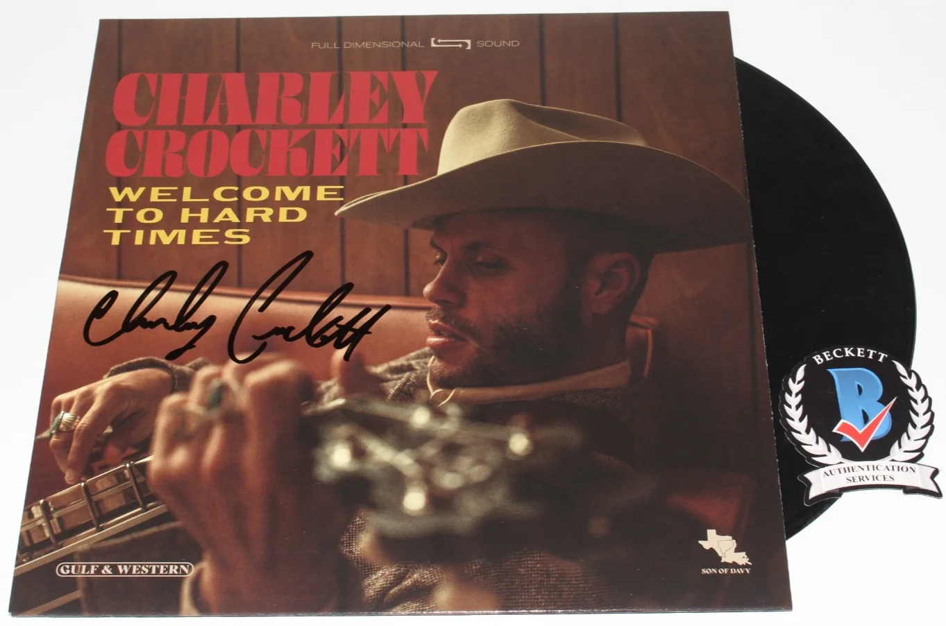 CHARLEY CROCKETT SIGNED WELCOME TO HARD TIMES VINYL RECORD ALBUM LP BECKETT COA, изображение 2