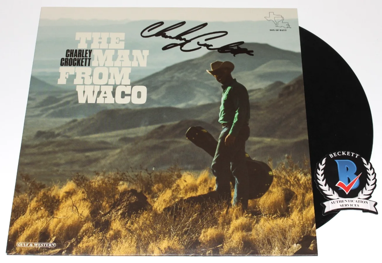 CHARLEY CROCKETT SIGNED 'THE MAN FROM WACO' VINYL RECORD ALBUM LP BECKETT COA, изображение 2