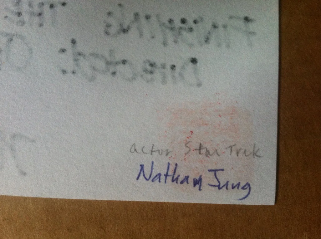 Autograph Nathan Jung 3x5 index card ( Star Trek), image 2