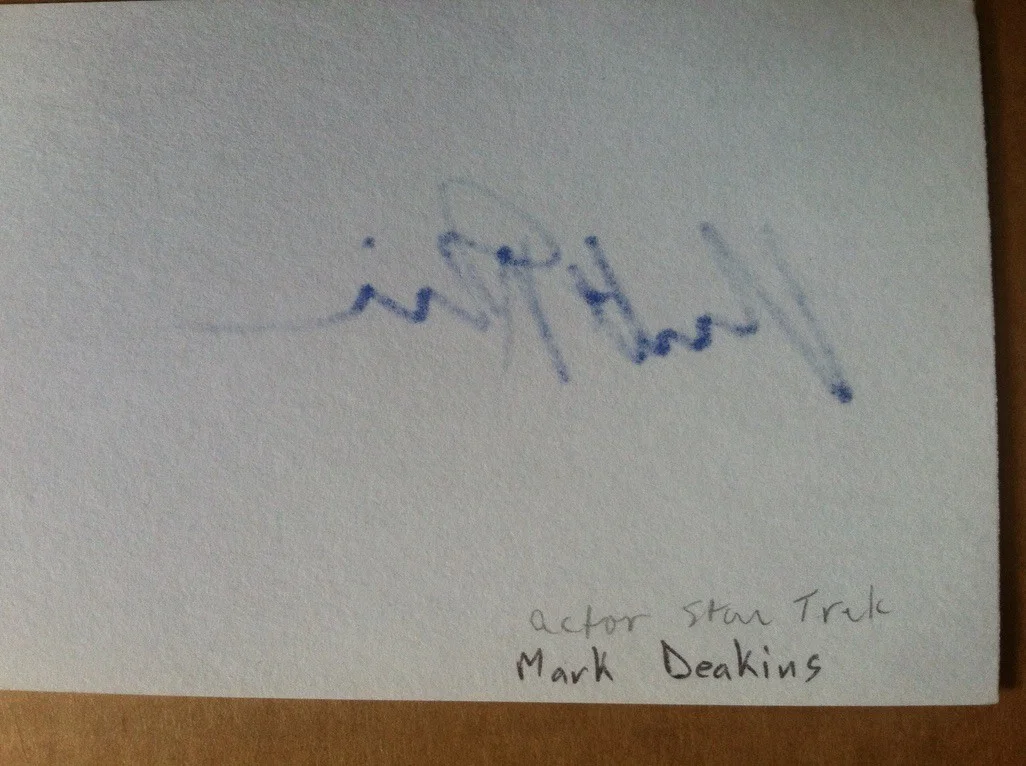 Autograph Mark Deakins 3x5 index card ( Star Trek), изображение 2