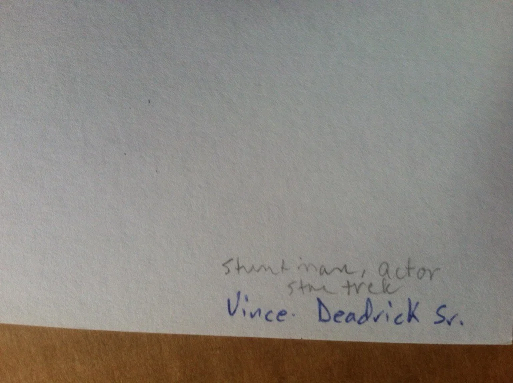 Autograph Vince Deadrick Sr. 3x5 index card ( Star Trek), image 2