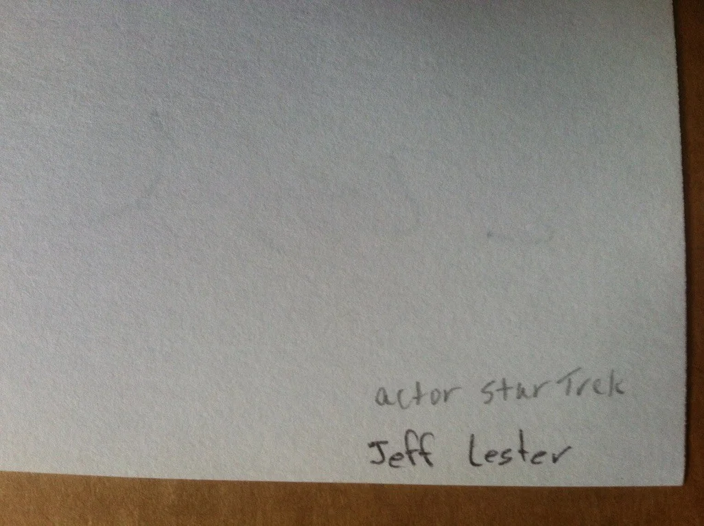 Autograph Jeff Lester 3x5 index card ( Star Trek), image 2