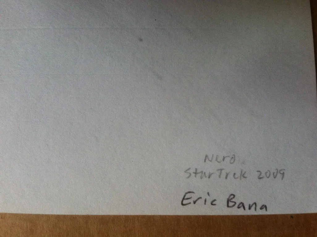 Autograph Eric Bana 3x5 index card ( Star Trek), image 2