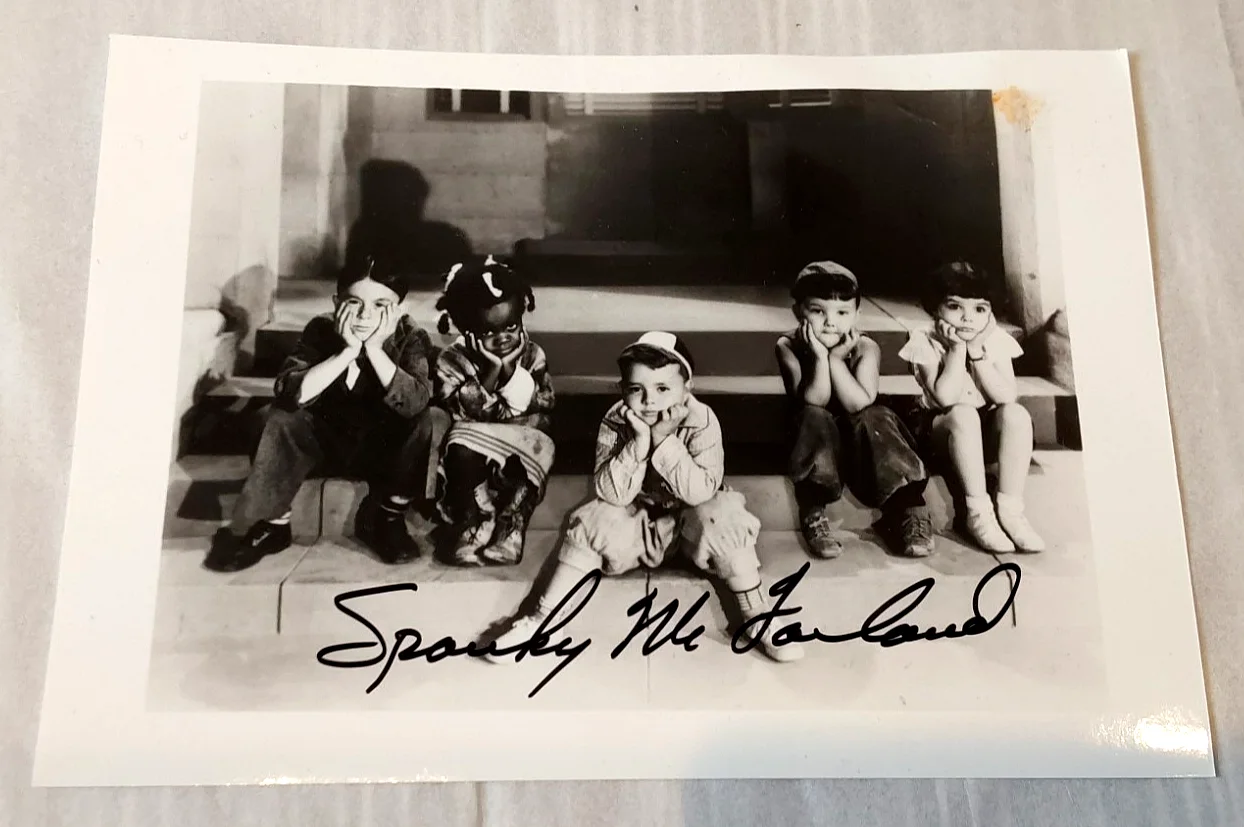 Spanky McFarland — Spanky McFarland Little Rascals Child Star Autographed Photo 7x5" Black & White