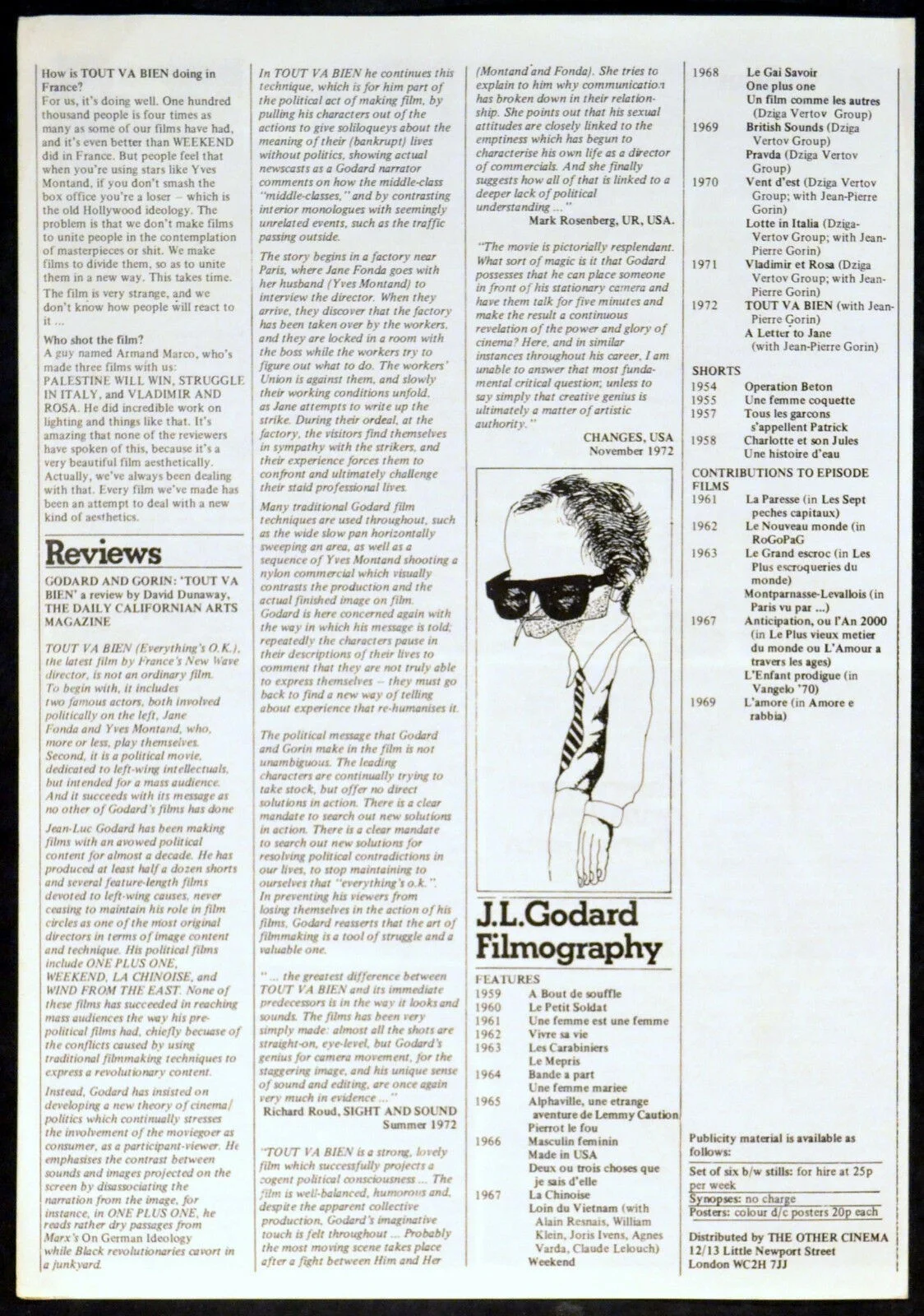 TOUT VA BIEN 1972 Jean-Luc Godard Jean-Pierre Gorin Yves Montand SYNOPSIS, изображение 3