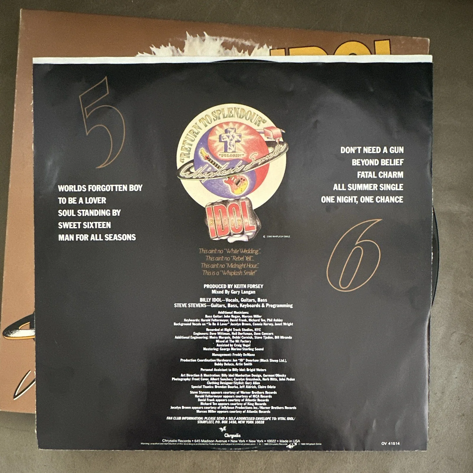 Billy Idol Whiplash Smile Record, Music Original, image 4