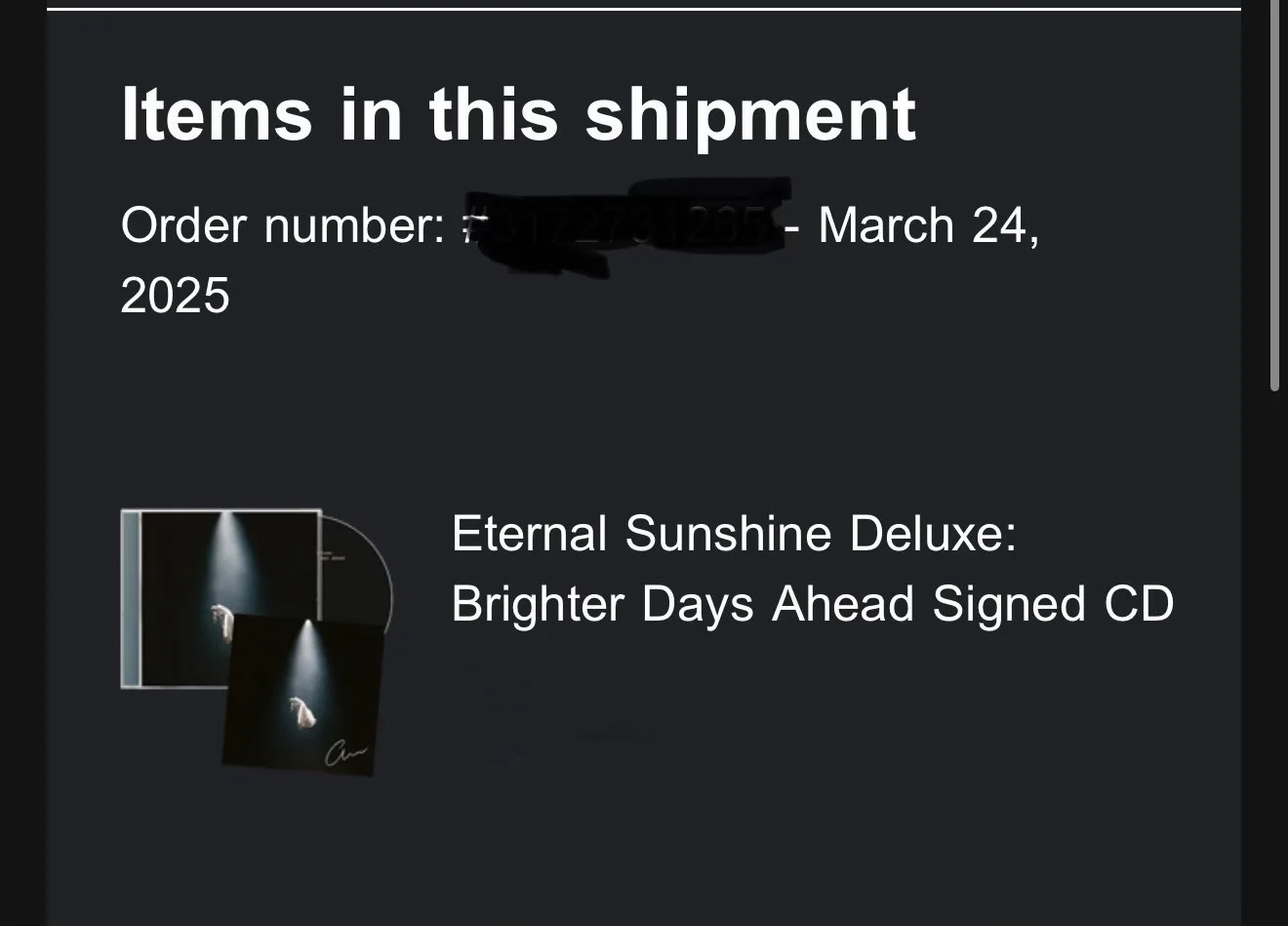 Ariana Grande Eternal Sunshine Deluxe Brighter Days Ahead Signed CD & Booklet, изображение 2