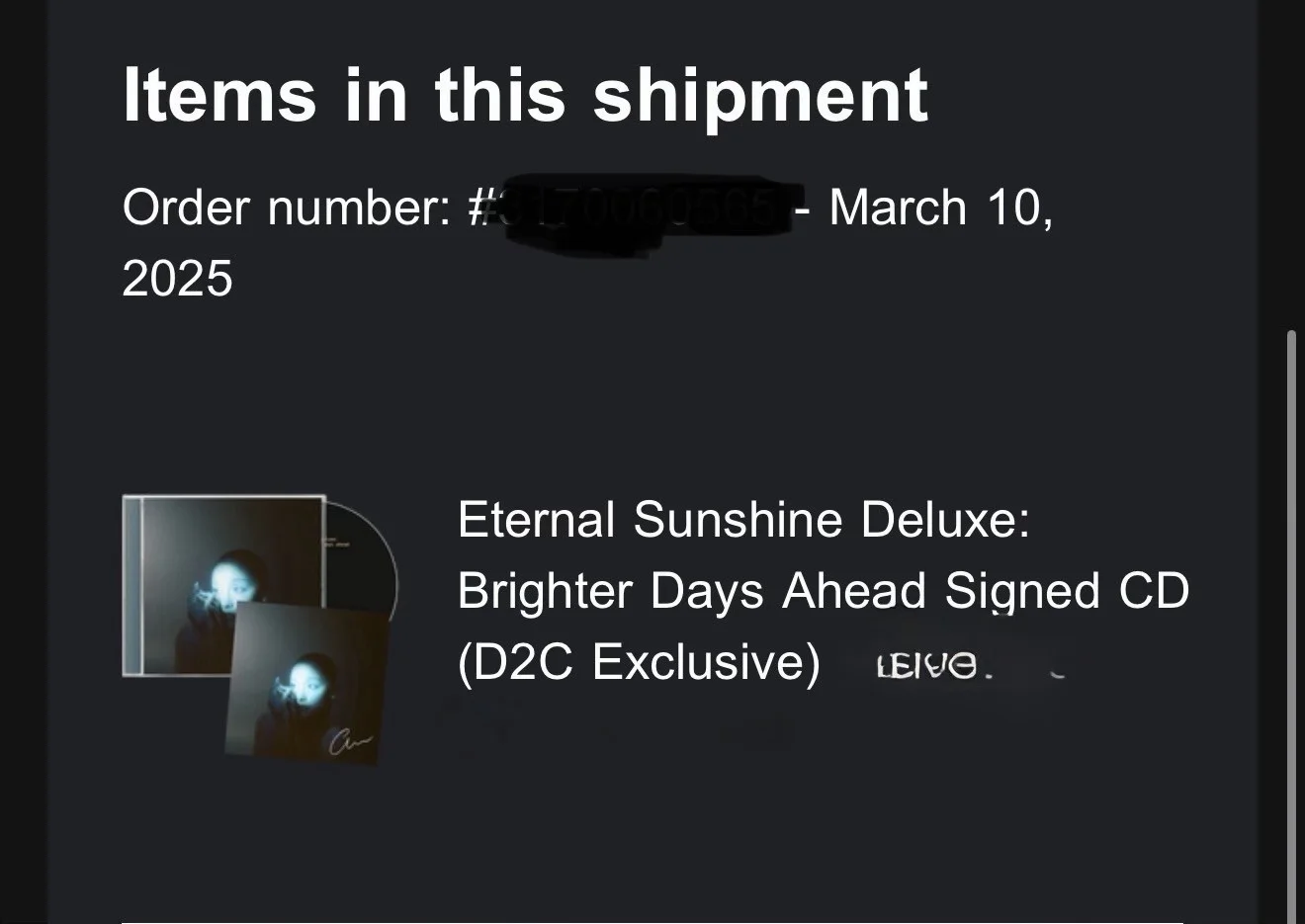 Ariana Grande Eternal Sunshine Deluxe Brighter Days Ahead Signed CD D2C, image 2