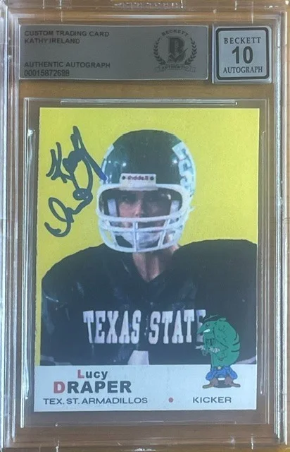 KATHY IRELAND — KATHY IRELAND SIGNED NECESSARY ROUGHNESS CUSTOM CARD BAS BGS AUTOGRAPH 10 AUTO