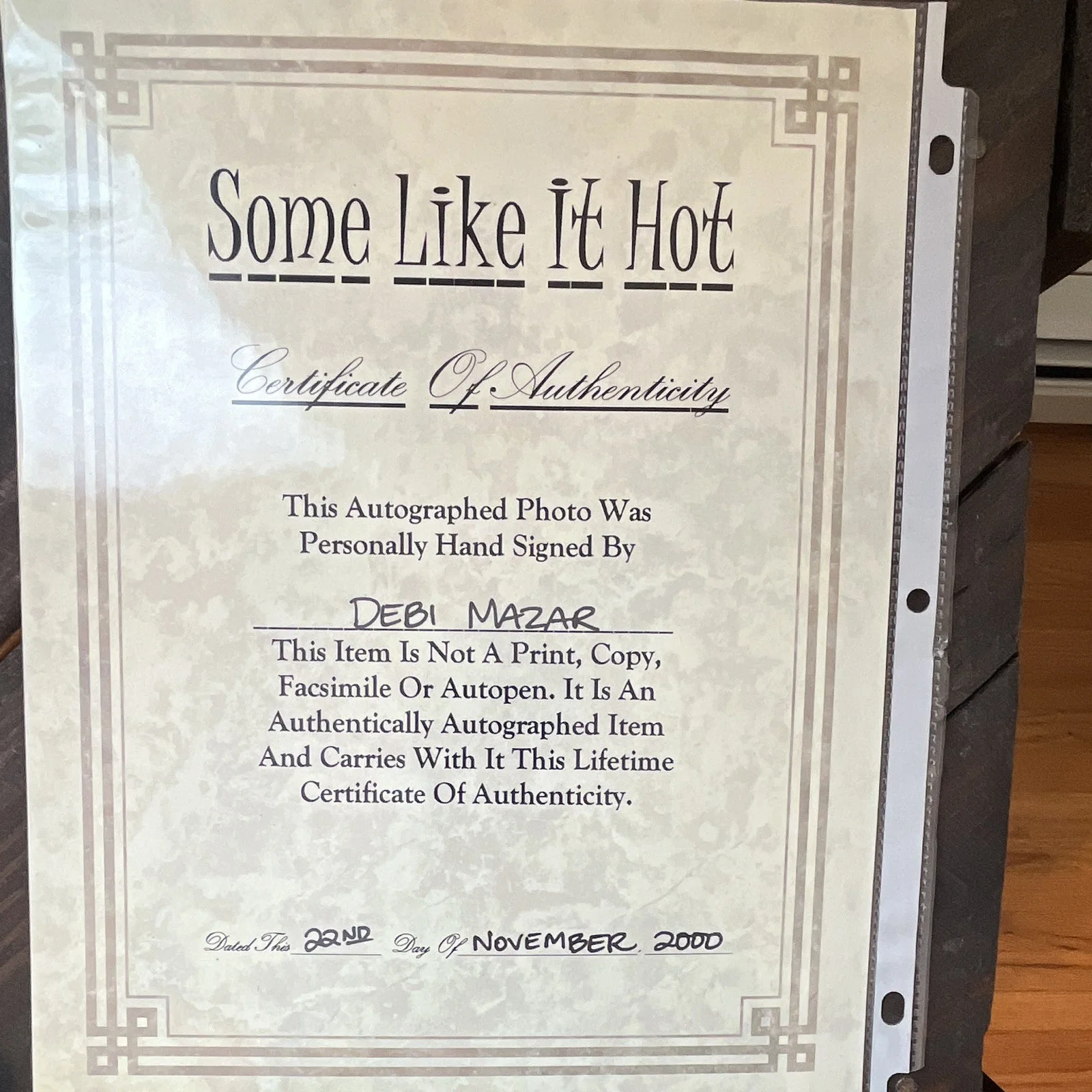 Debi Mazar — Debi Mazar Signed Some Like It Hot Original Photograph, Movies, COA Certificate, image 2