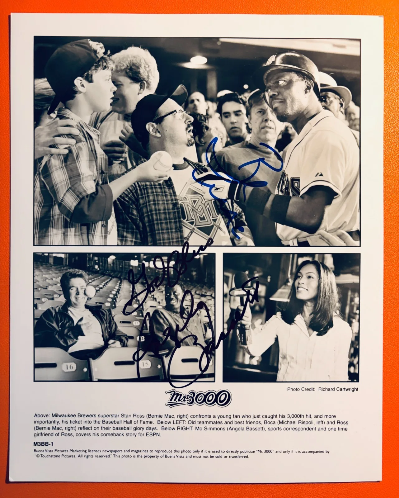 Angela Bassett and Bernie Mac — Angela Bassett SIGNED•Bernie Mac Signed *Mr. 3000* Baseball Film Promo Auto•COA