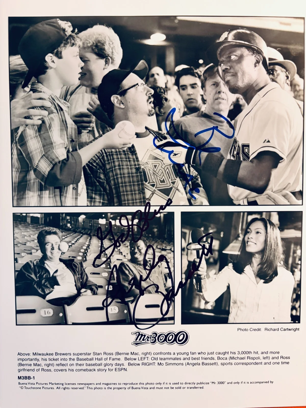 Angela Bassett, Bernie Mac — Angela Bassett SIGNED•Bernie Mac Signed *Mr. 3000* Baseball Film Promo Auto•COA, изображение 2