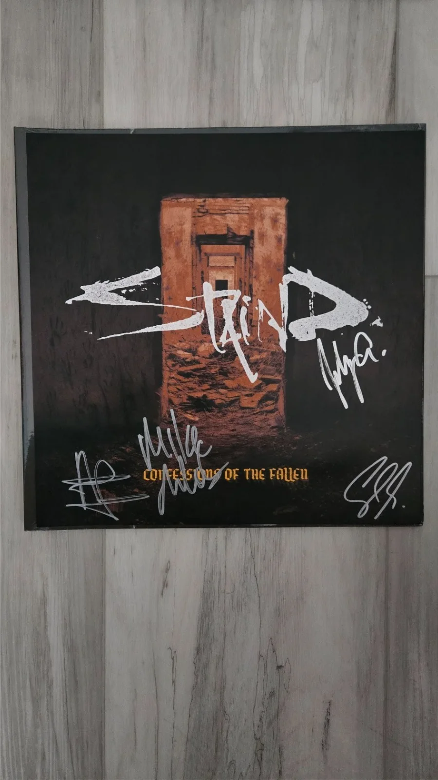 Staind - Confessions of the Fallen LP + SIGNED 11"x11" Album Flat, image 2