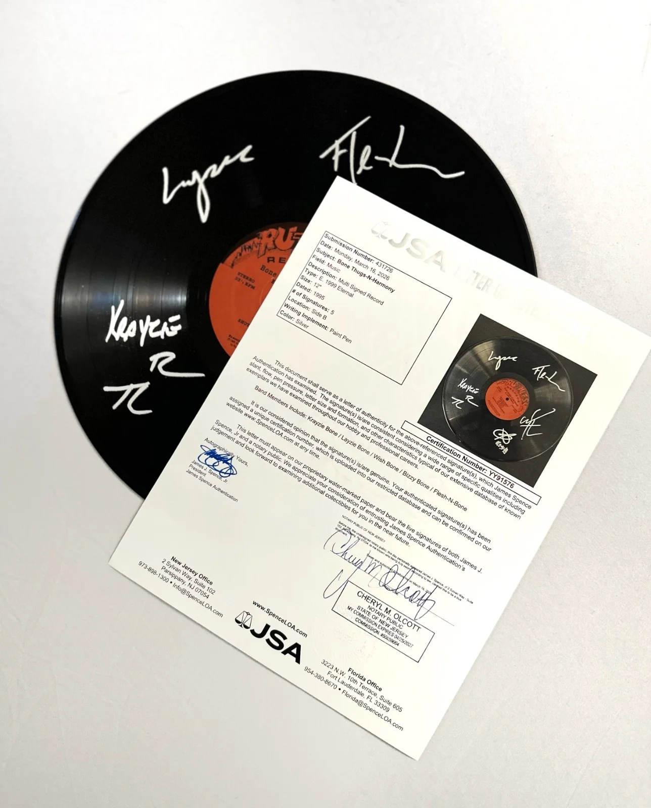 Bone Thugs N Harmony Signed E.1999 Eternal Vinyl Original JSA LOA Authentic, image 2