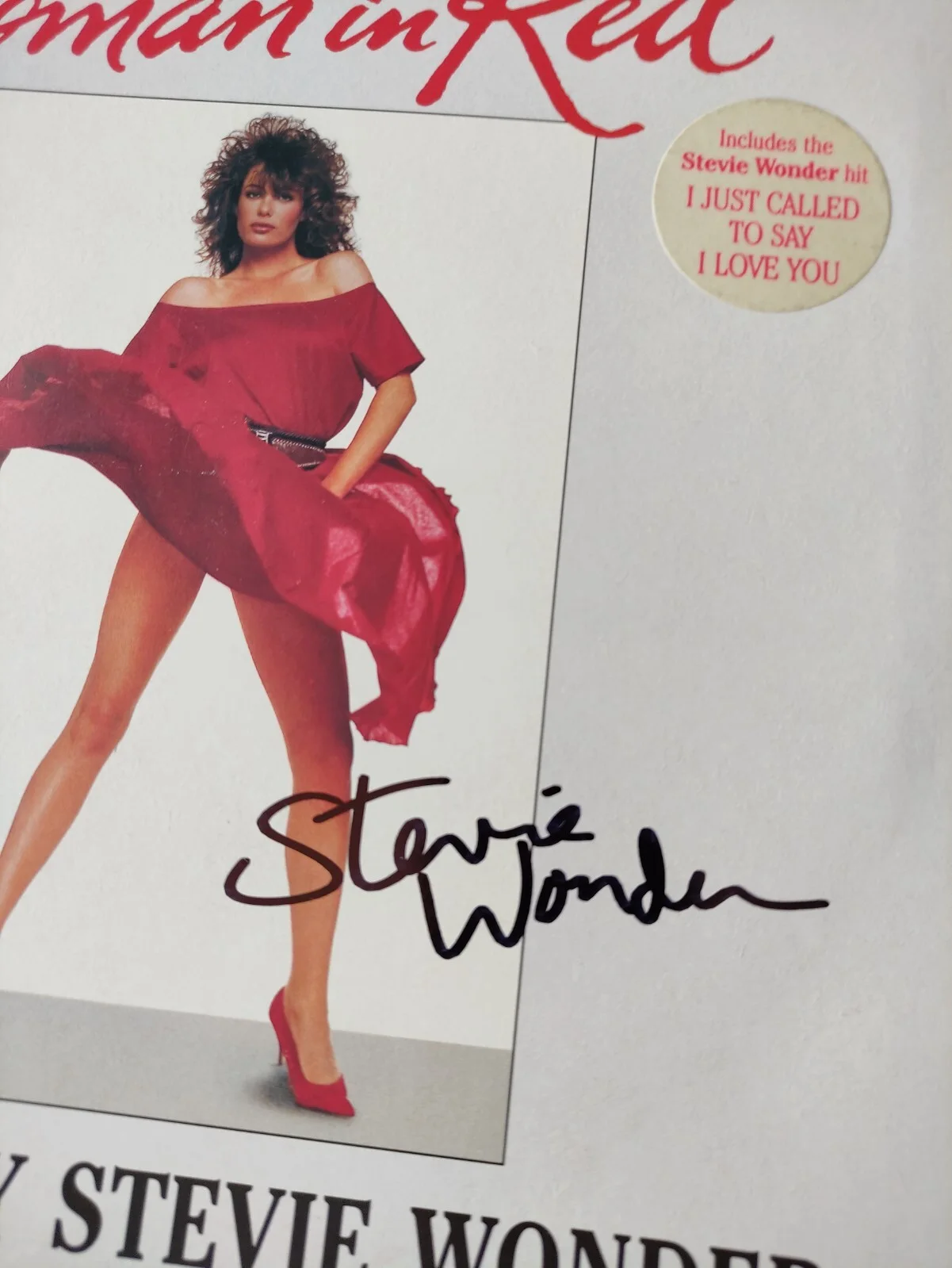 STEVIE WONDER Signed Autograph Album Record LP " The Woman In Red ", изображение 2