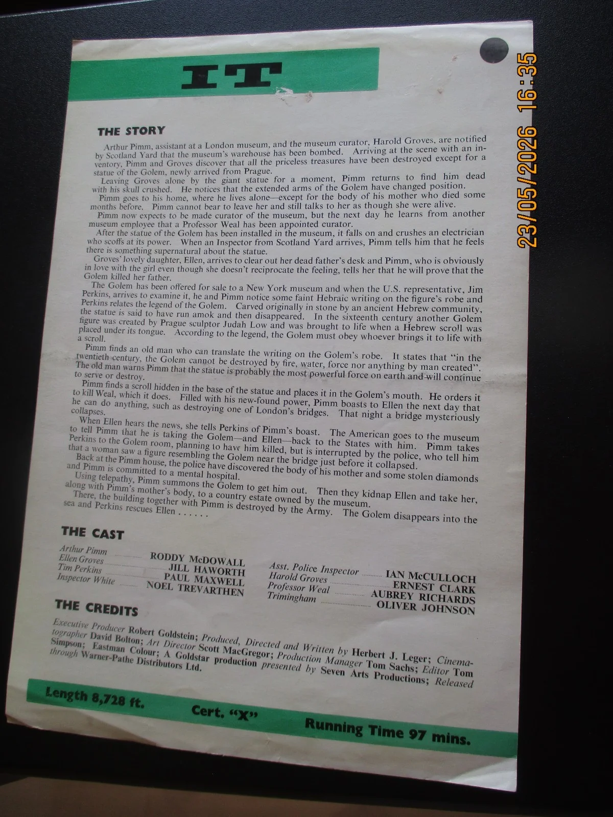 IT - Horror Film 3 X Lobby Cards/press release. Roddy McDowall, изображение 5