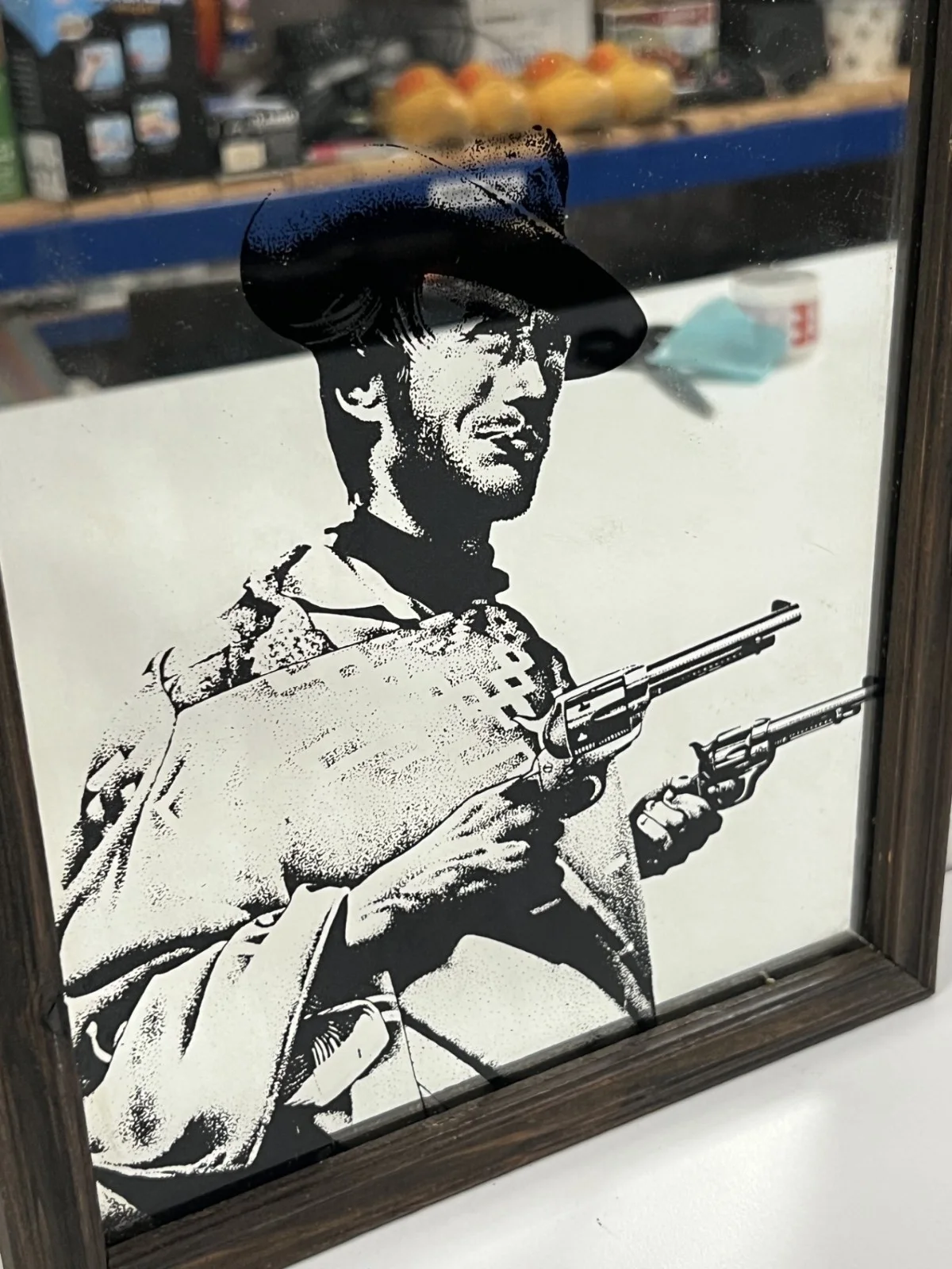 Vintage Framed Clint Eastwood Printed Mirror A4 Size Cowboy Film Action Movie, изображение 2