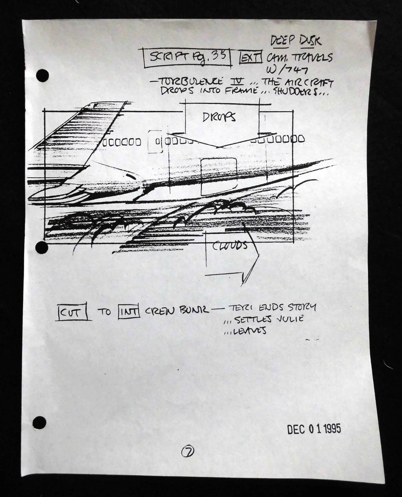 Movie Storyboard Sketch Page From 'Turbulence' (2007) inc COA - Ray Liotta Film, изображение 4