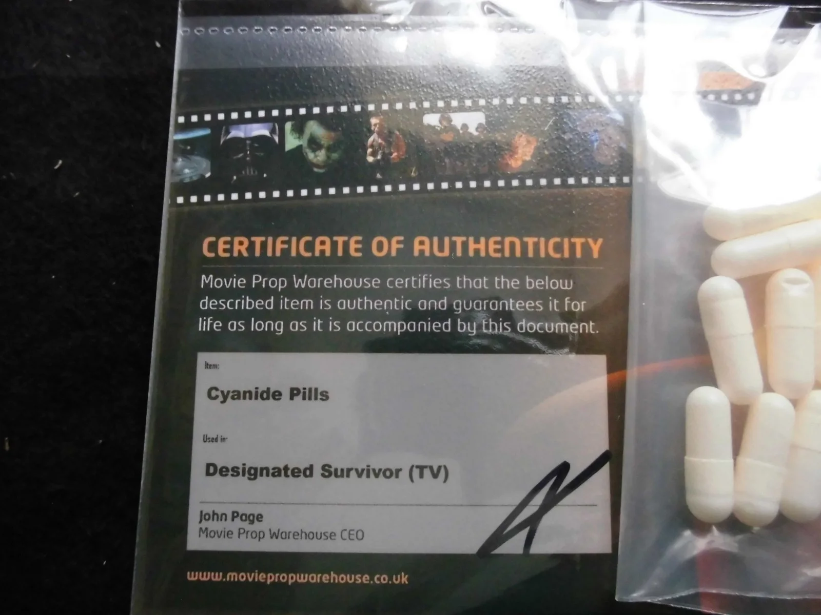 Prop Cyanide Pills As Used in 'Designated Survivor' TV Drama (2016-19) + COA, изображение 3