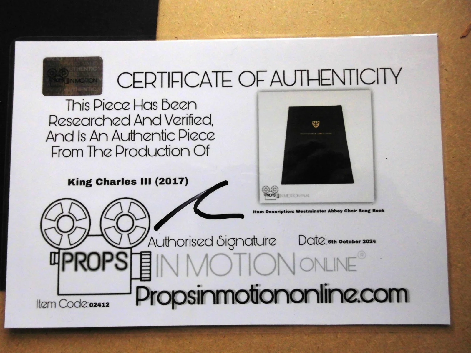 Movie Music Booklet Prop for King Charles III (2017) inc COA - Tim Piggott Smith, изображение 2