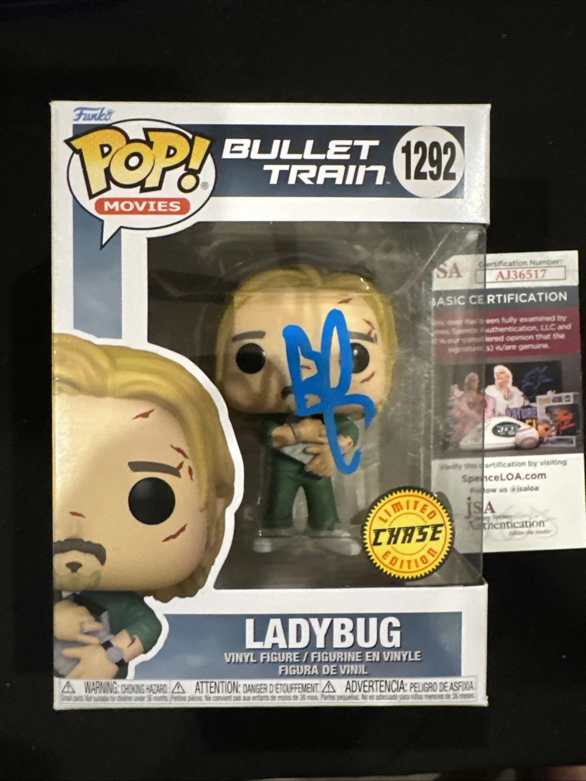 Brad Pitt — BRAD PITT SIGNED FUNKO POP LADYBUG BULLET TRAIN AUTO JSA COA