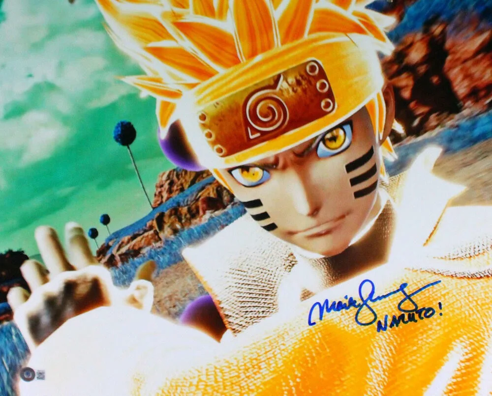 Maile Flanagan — Maile Flanagan Signed Naruto 16x20 w/ "Naruto!"-Beckett W Hologram *Blue