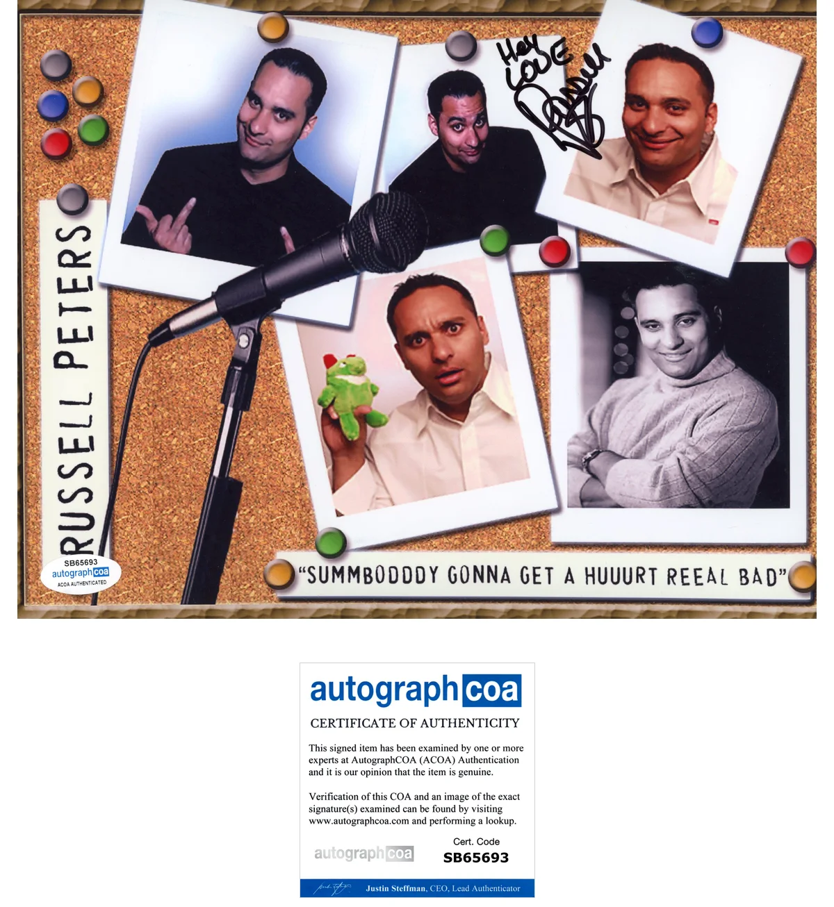 Russell Peters — Russell Peters signed Auto 8x10 Photo c COMEDIAN Somebody Going Get Hurt ACOA