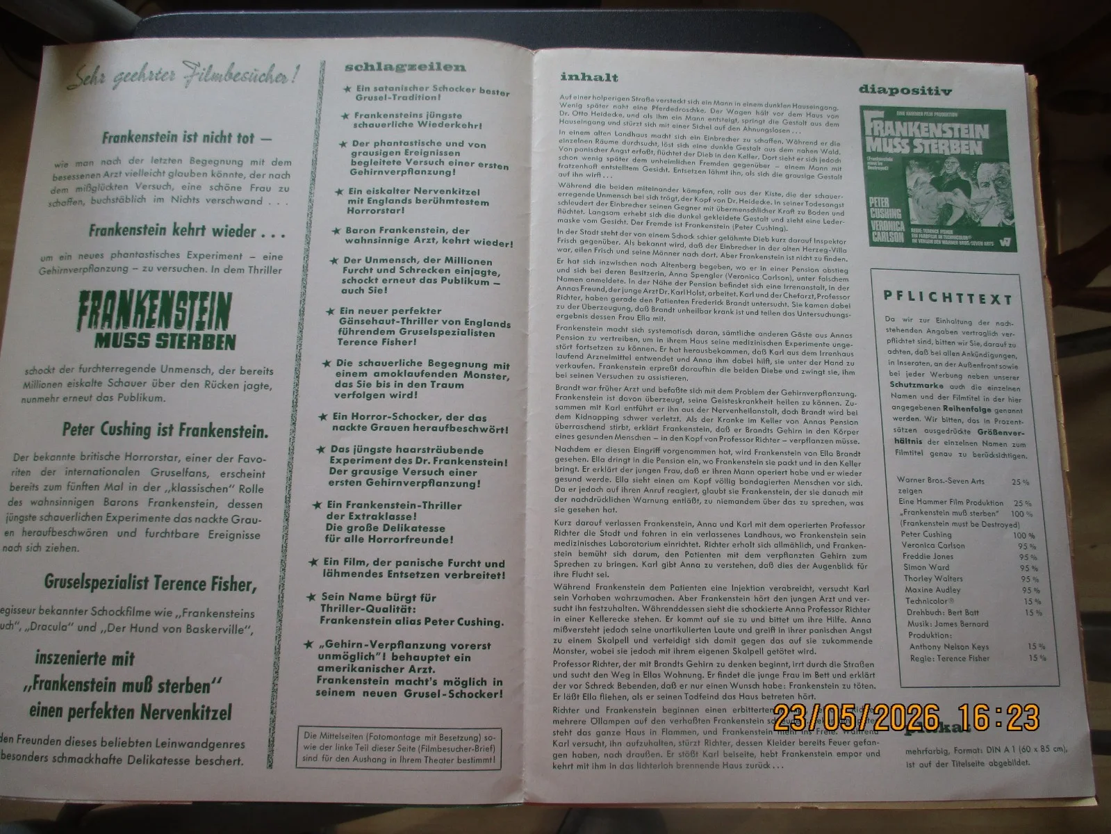 Hammer Horror Frankenstein Must be Destroyed - Press and Ads Pack, German, image 2
