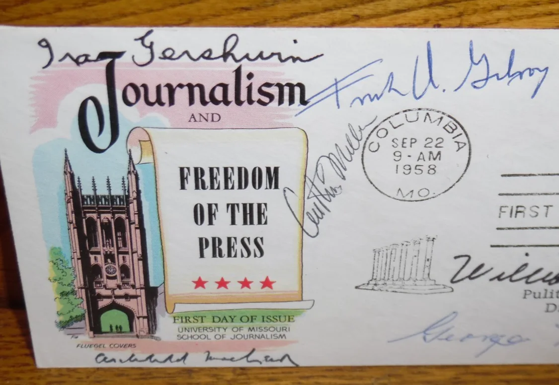 Ira Gershwin, Frank Gilroy, William Inge, Arthur Miller, Macleish — 1958 Pulitzer Playwrights Autographs Ira Gershwin George Kelly Frank Kilroy Inge, изображение 2