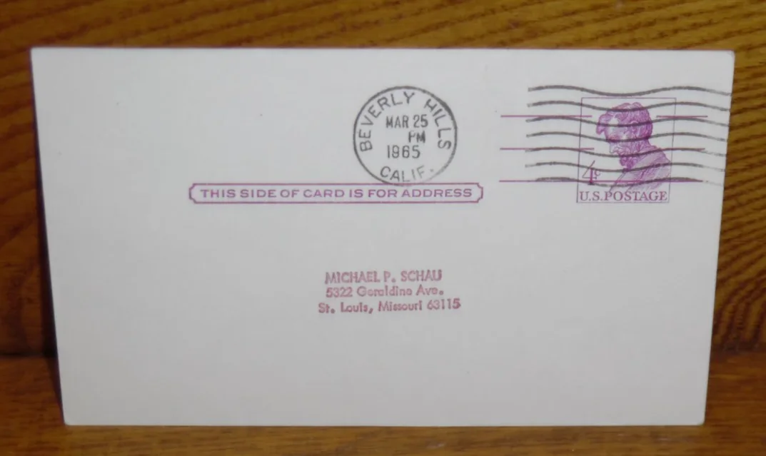 Ira Gershwin — 1965 American Lyricist Ira Gershwin Autographed Postcard, image 2
