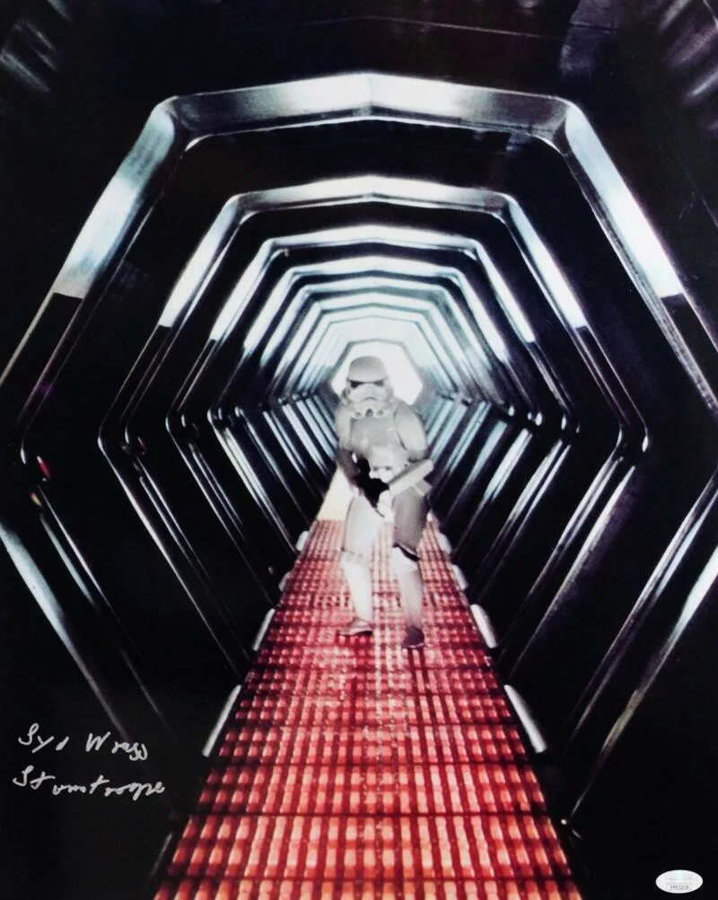 Syd Wragg — Syd Wragg Autographed In Hallway 16x20 Photo w/ Stormtrooper - JSA Auth *Silver