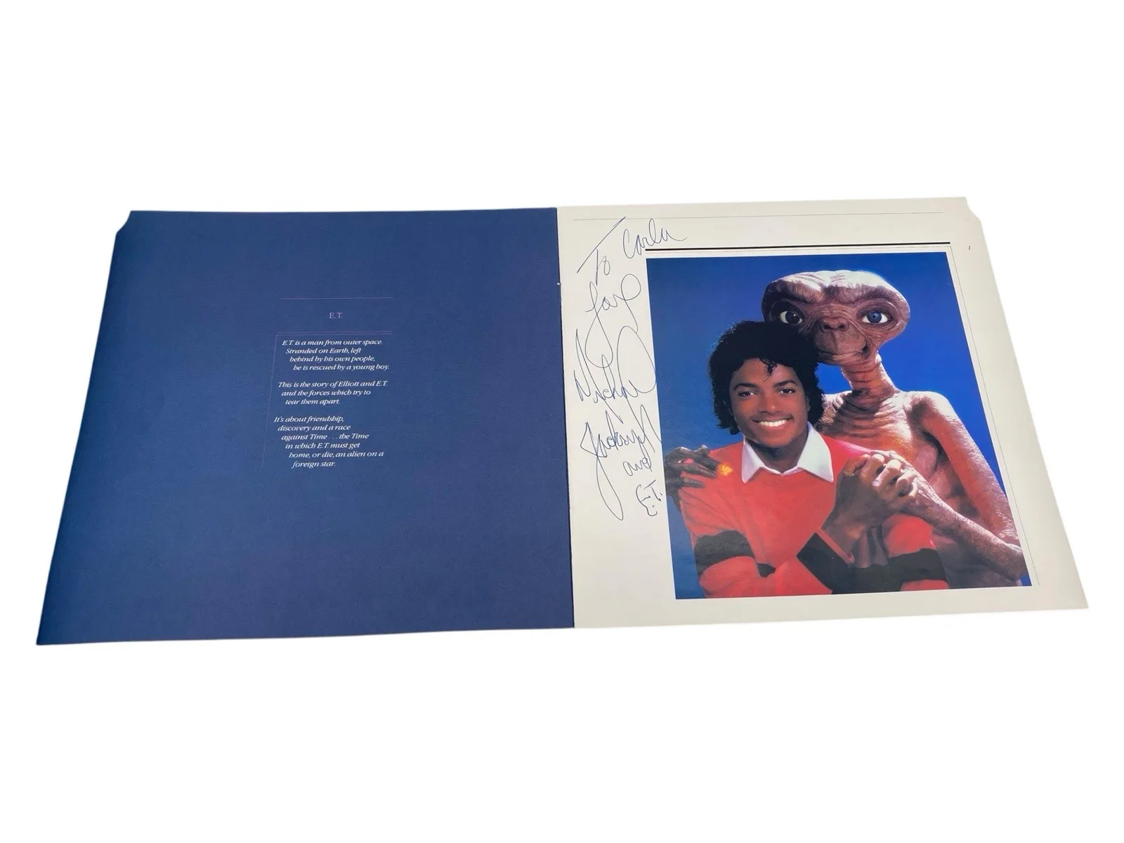 Michael Jackson Signed Vinyl Album Insert E.T. Extra-Terrestrial Audiobook JSA, image 2