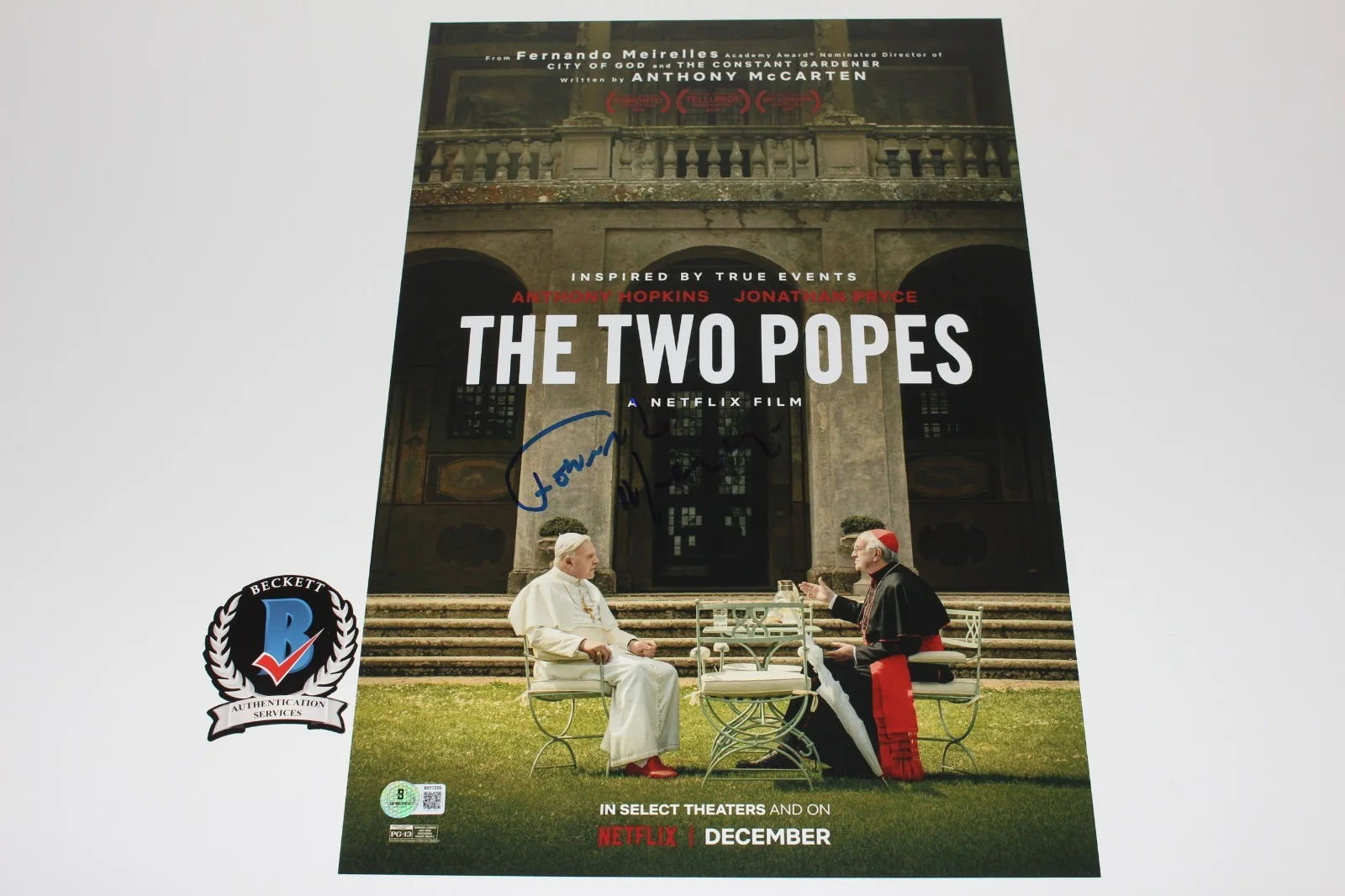 FERNANDO MEIRELLES SIGNED THE TWO POPES 12x18 MOVIE POSTER BECKETT COA AUTOGRAPH, изображение 3