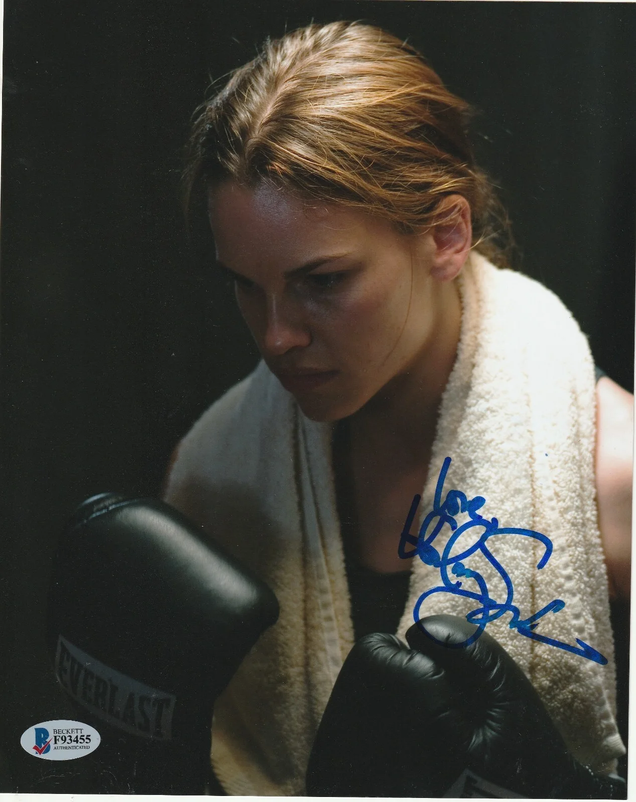 PAUL NEWMAN — HILARY SWANK Signed MILLION DOLLAR BABY 8X10 PHOTO with Beckett COA (BAS)