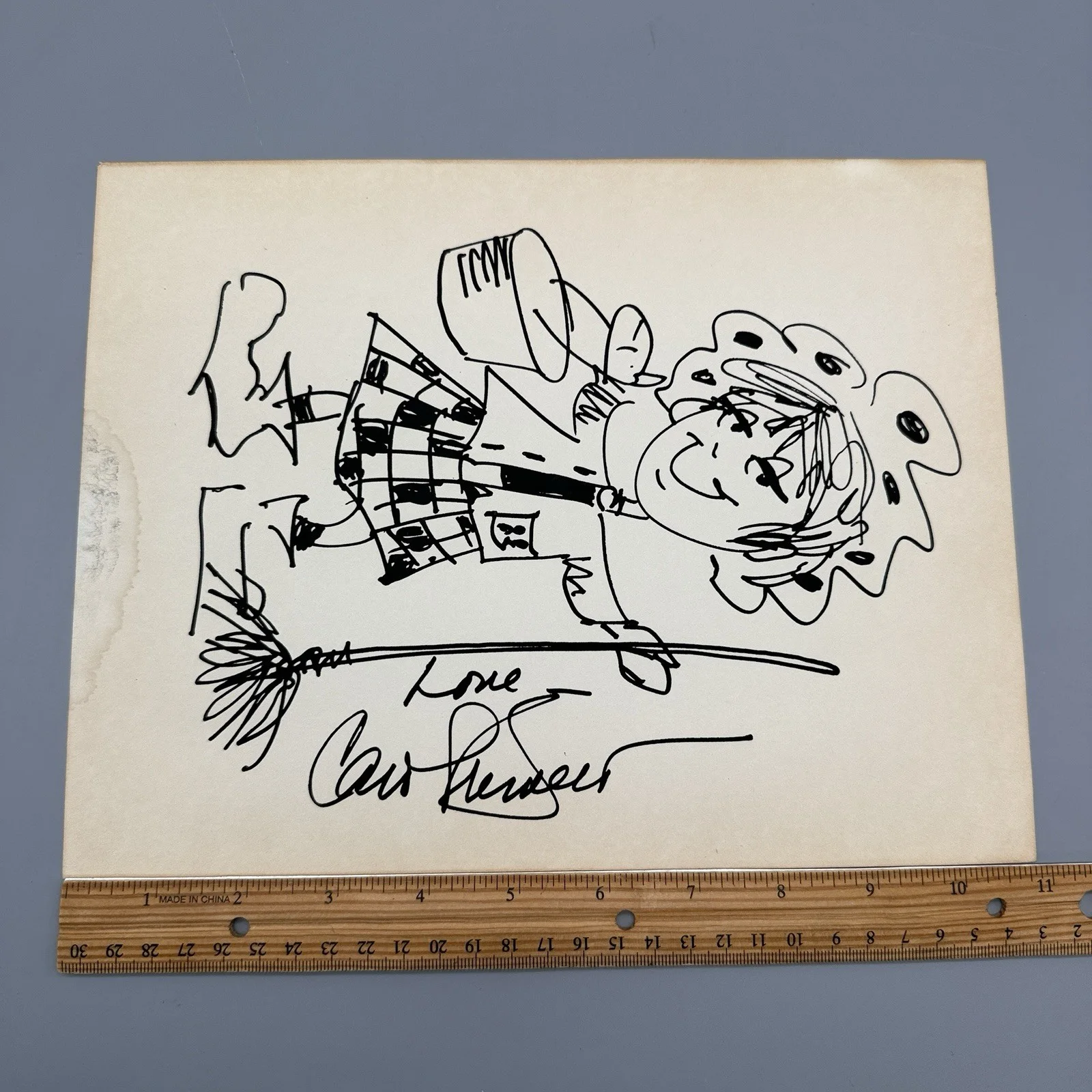 Carol Burnett Signed Original Caricature Sketch “Charwomen” Character 8x10 As Is, изображение 3