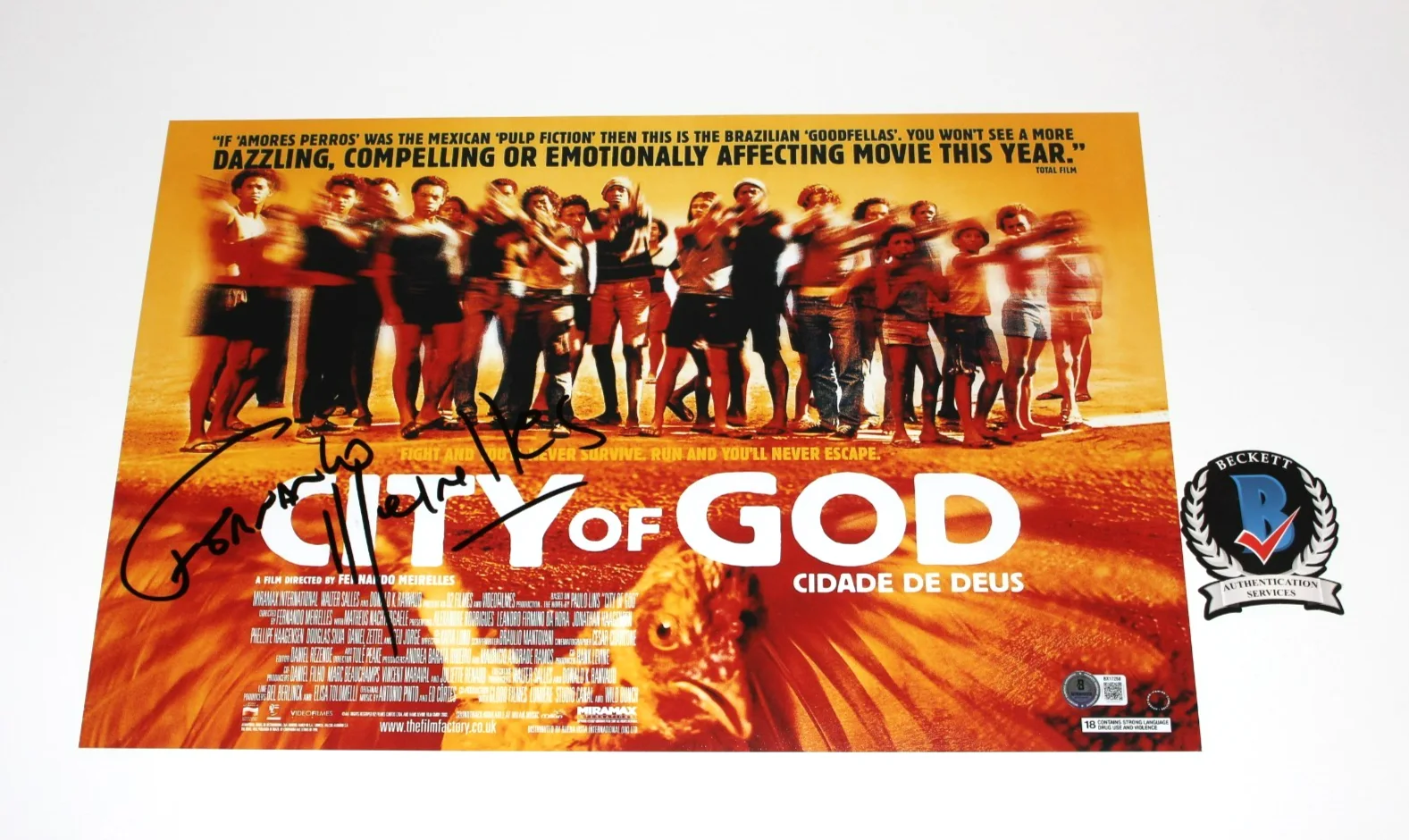 FERNANDO MEIRELLES SIGNED 'CITY OF GOD' 12x18 MOVIE POSTER BECKETT COA AUTOGRAPH, изображение 3