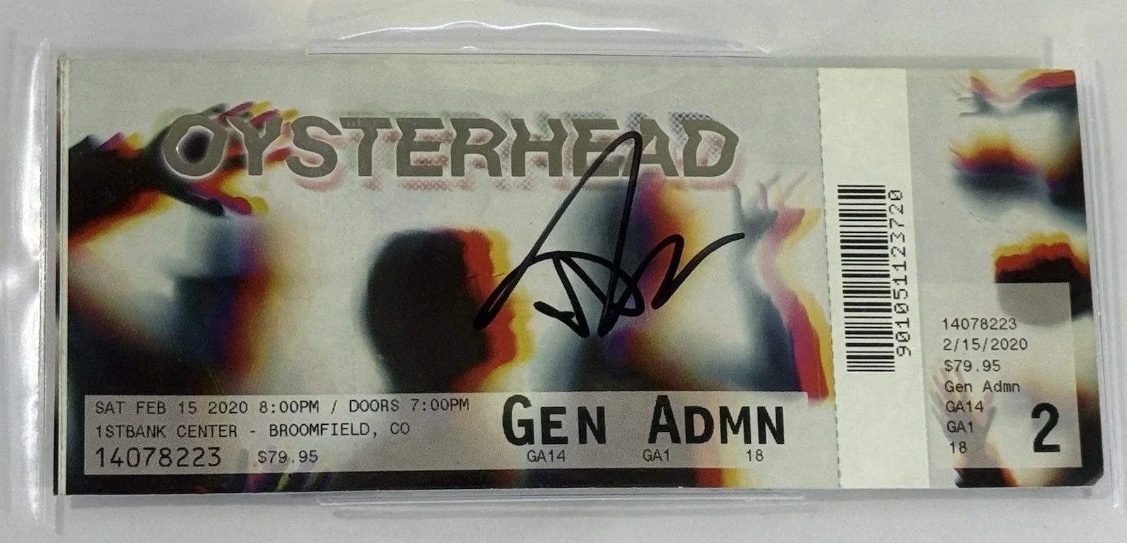 Trey Anastasio signed Oysterhead Ticket 2020 Denver concert beckett cos slab, изображение 2