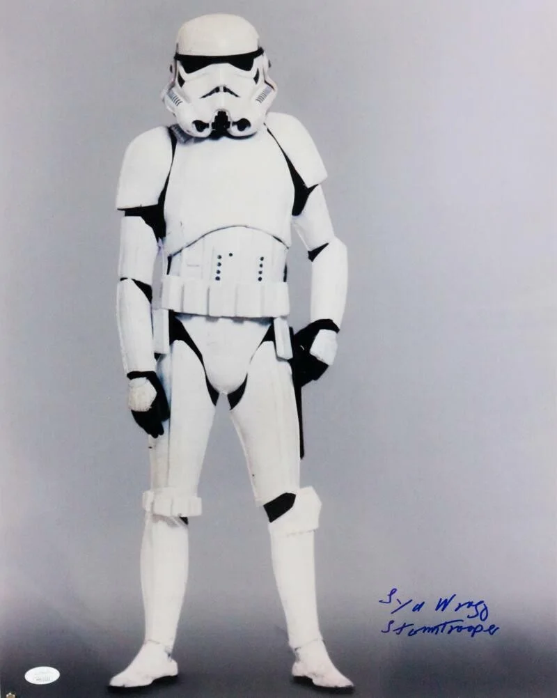 Syd Wragg — Syd Wragg Signed Sideways Full Body 16x20 Photo w/ Stormtrooper - JSA Auth *Blue