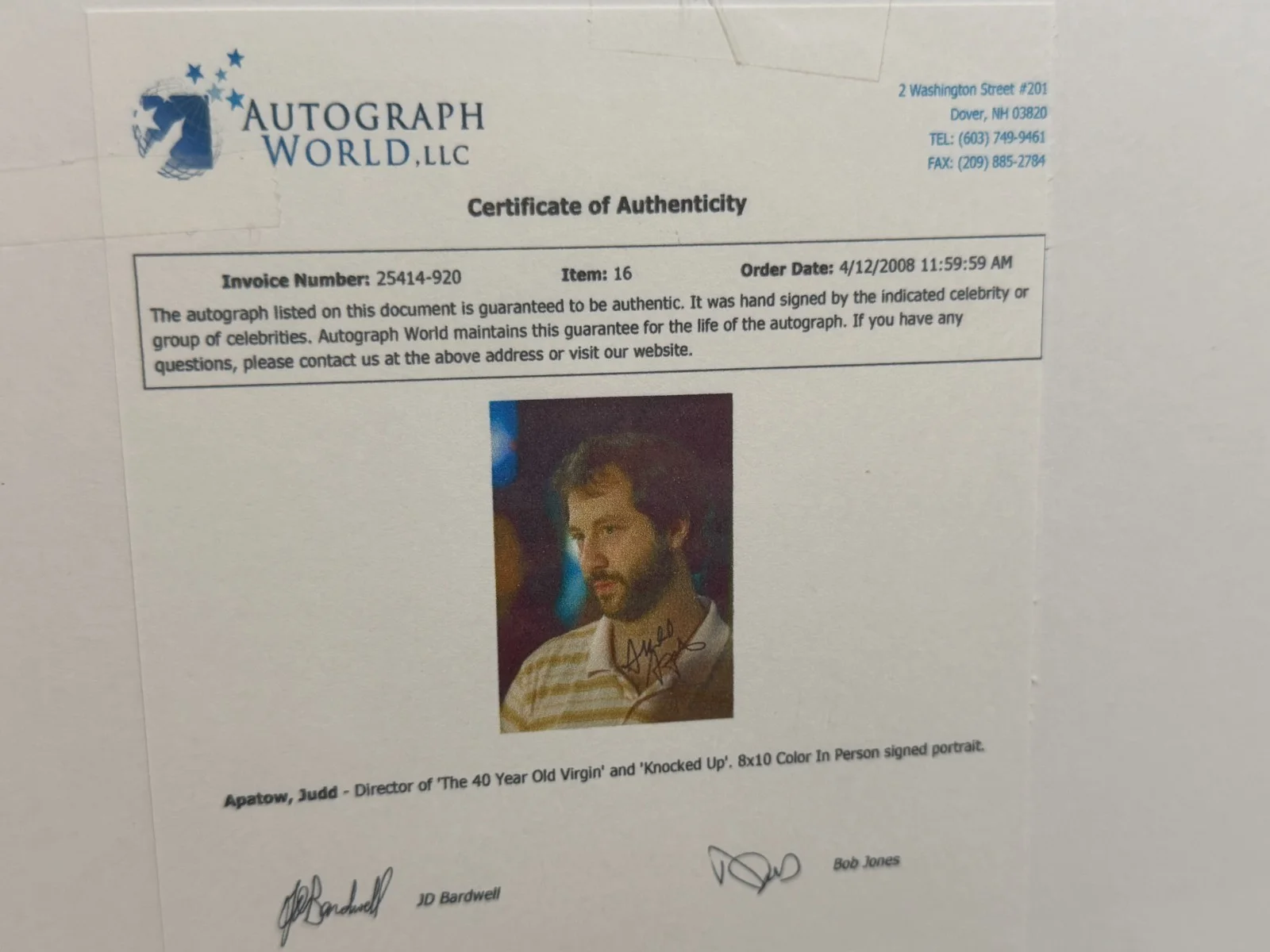 Judd Apatow — Judd Apatow Signed Autographed Auto 8x10 Photo COA Anchorman Superbad Sandler, image 4