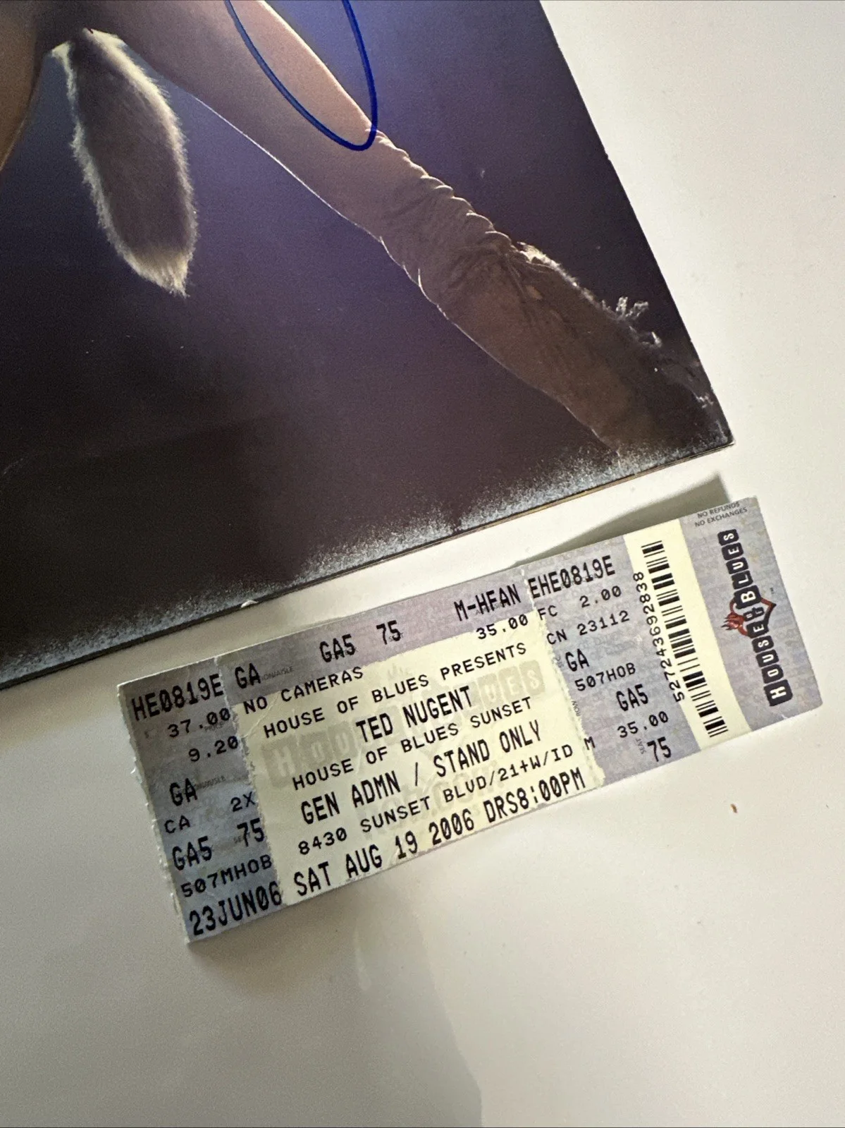 Ted Nugent Autograph Program Signed with House Blues Ticket 2006 ￼, image 2
