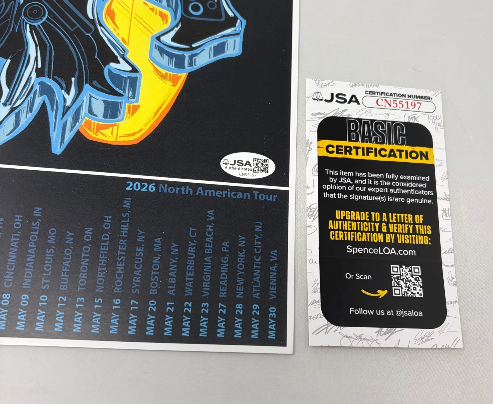 Steve Vai and Joe Satriani signed 26 Surfing with the Hydra Tour Poster JSA COA, изображение 2