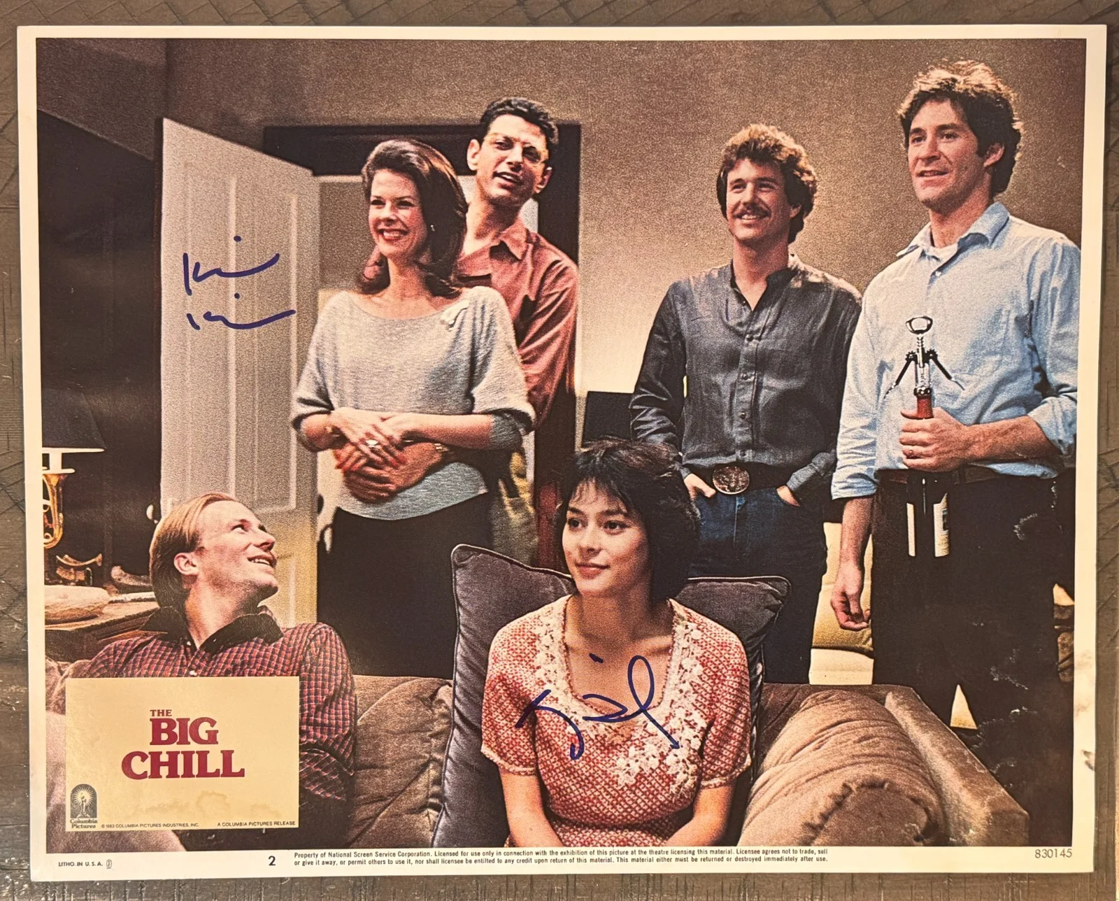 Kevin Kline & Meg Tilly — Kevin Kline & Meg Tilly in The Big Chill Signed Lobby Card 11x14 Auto JSA Cert