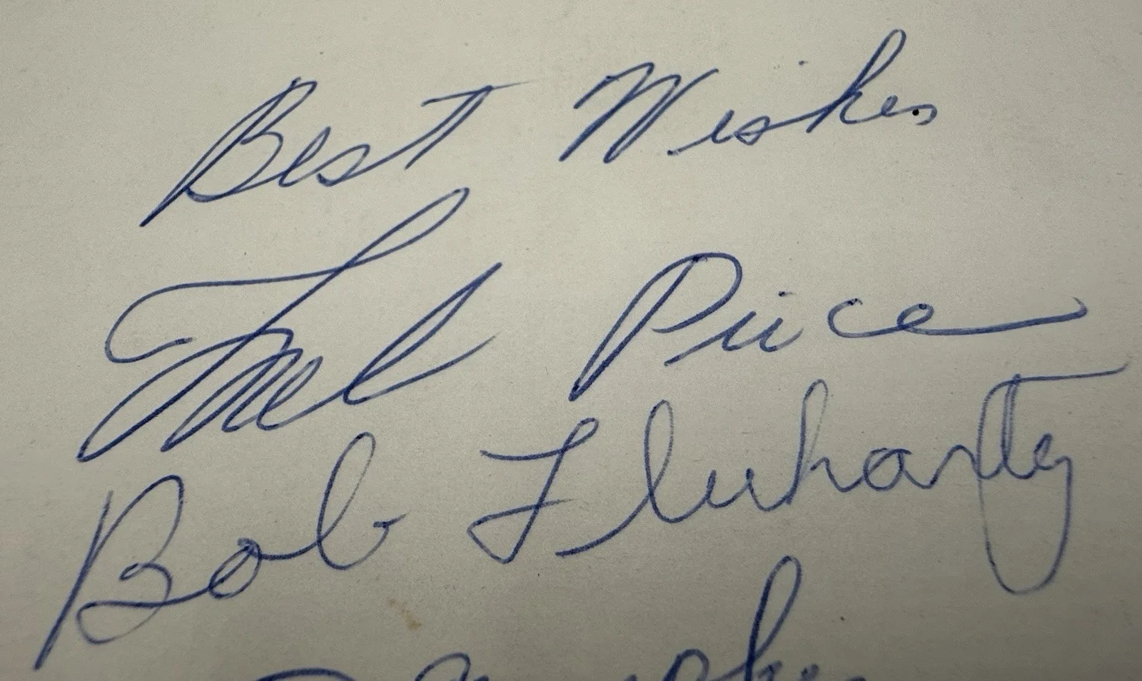 Mel Price, Bob Fluharty, Merritt Murphey, Bill Smith, Ernie Seiler — Mel Price Santa Fe Rangers SIGNED Photo c.1950 WASL Radio 5 Autographs Country, изображение 4