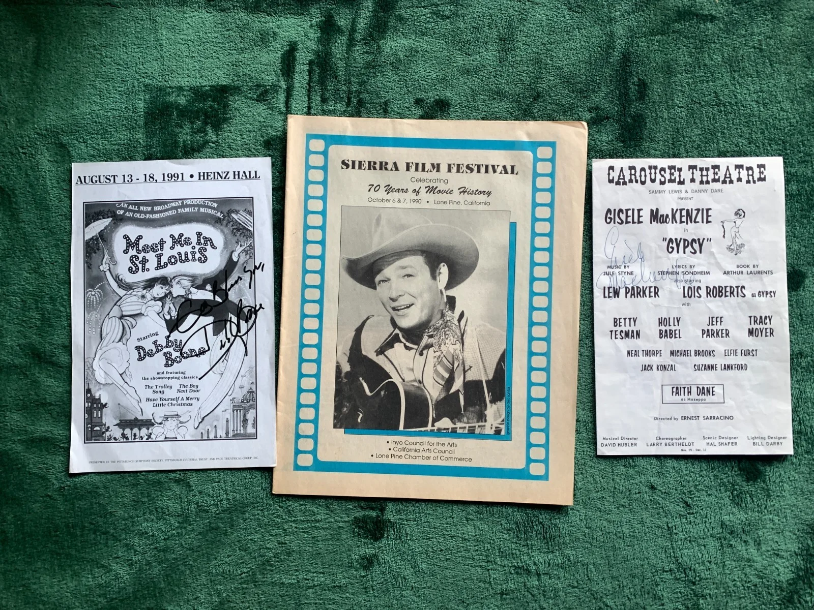 Debby Boone and Gisele MacKenzie — VIntage Hollywood ephemera Gisele Mackenzie signed playbill Debby Boone signed
