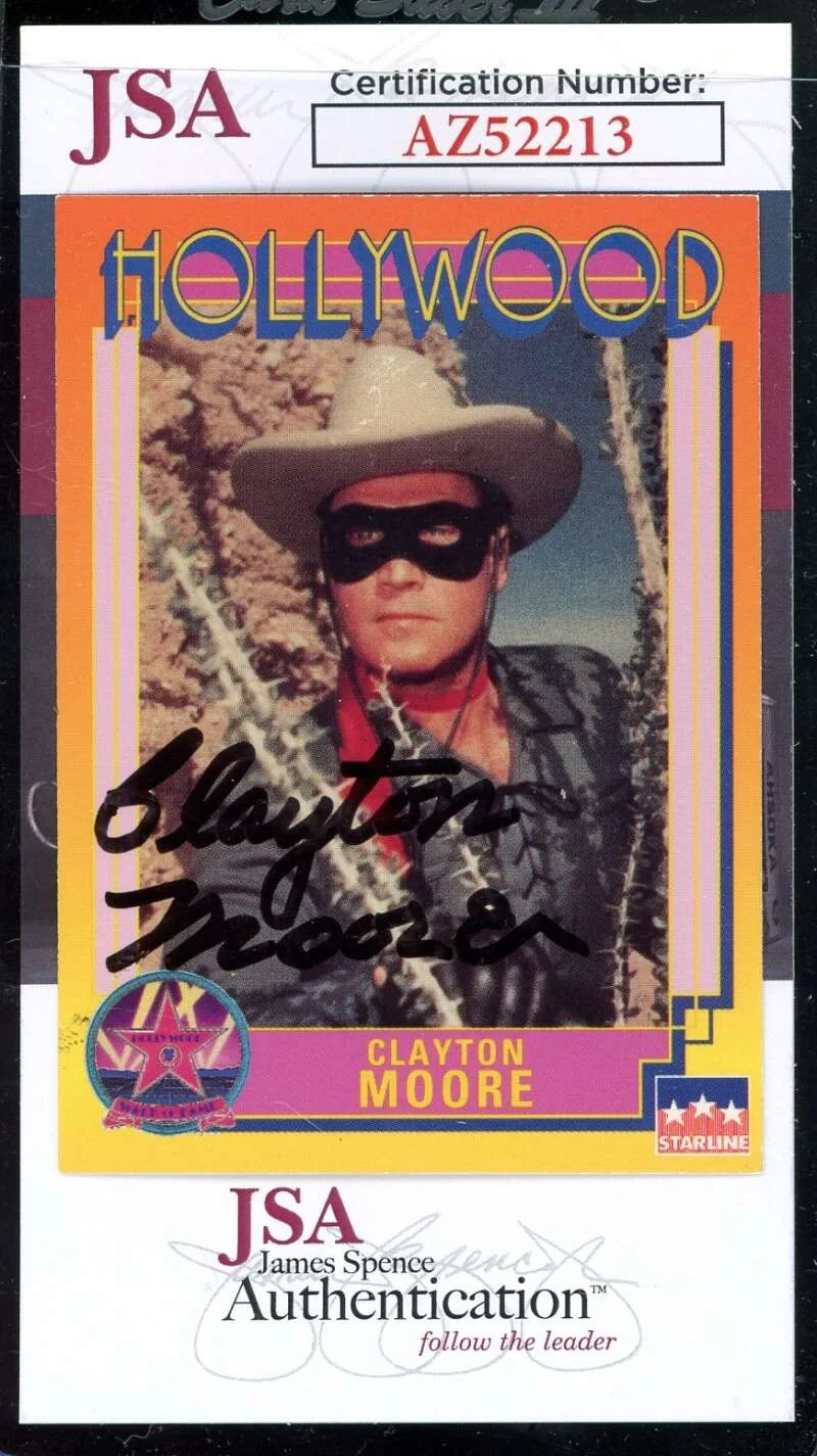 Clayton Moore — Clayton Moore JSA Coa Signed 1991 Hollywood Starline Autograph