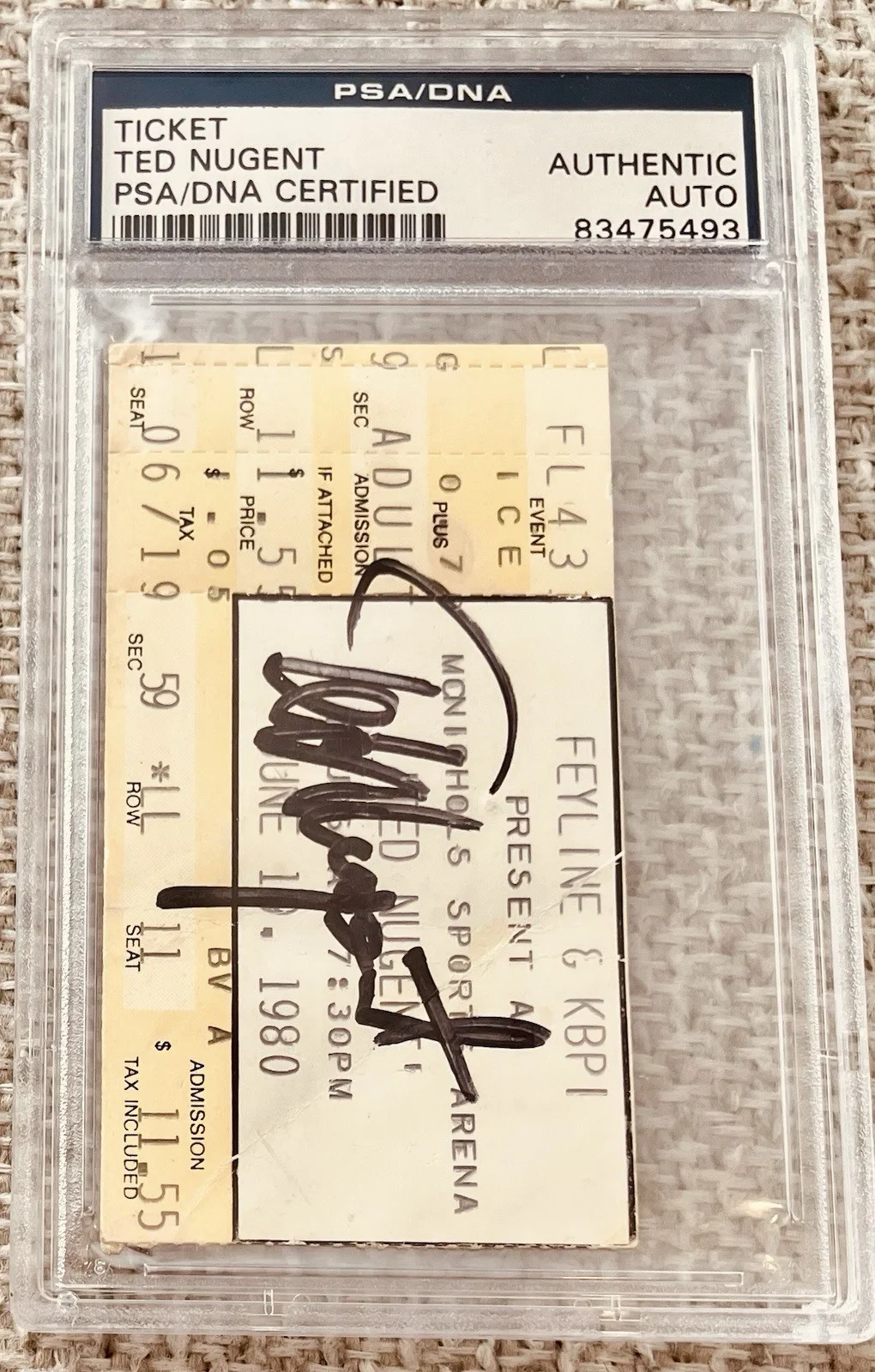Ted Nugent Signed 1980 Ticket Large Bold Autograph “Cat Scratch Fever” PSA/DNA, image 2