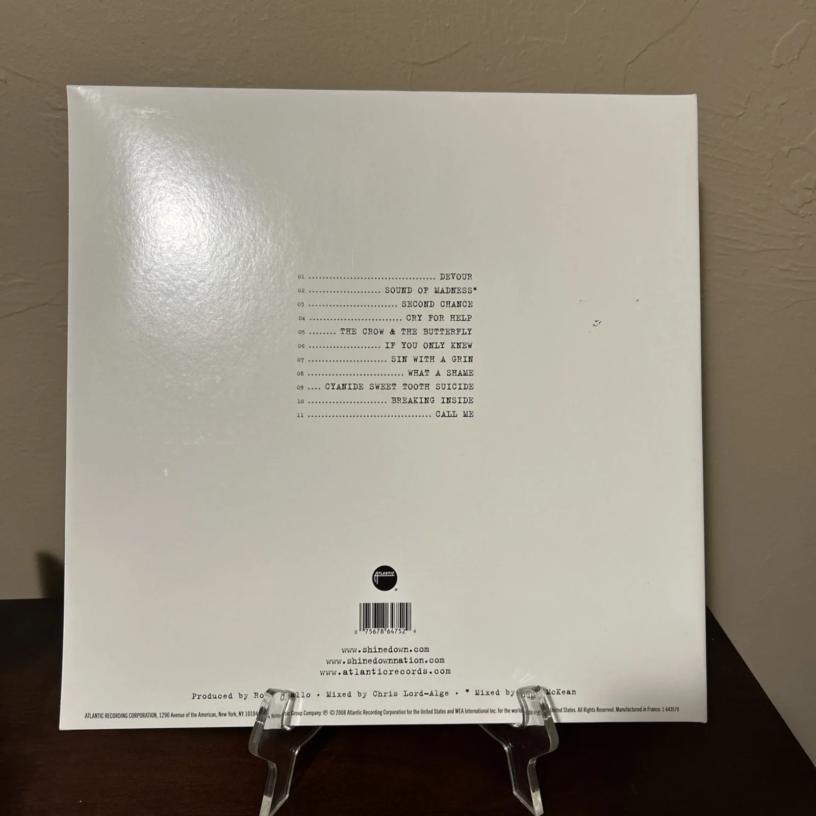 SHINEDOWN SIGNED THE SOUND OF MADNESS VINYL LP - FULL BAND CLEAR SPLATTER, изображение 2